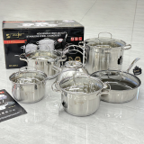 12pcs Nonstick Stainless Steel Cooking Pots